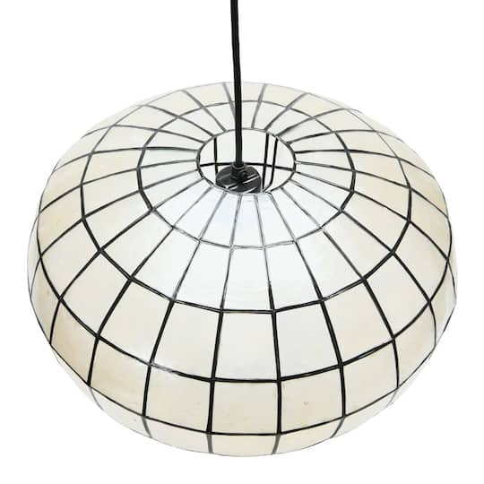 Hello Honey® 16" White Capiz Seashell & Black Oblong Ceiling Light